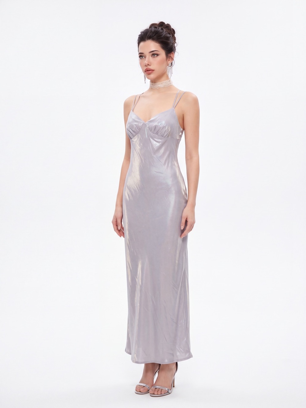 Wild Fable Y2k 90s Shimmer satin slip Maxi Dress Wedding Guest Cocktail evening